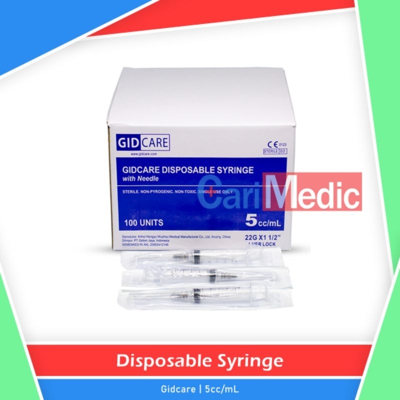 Spuit 5cc Gidcare | Syringe 5ml Disposable | Jarum Suntik Steril