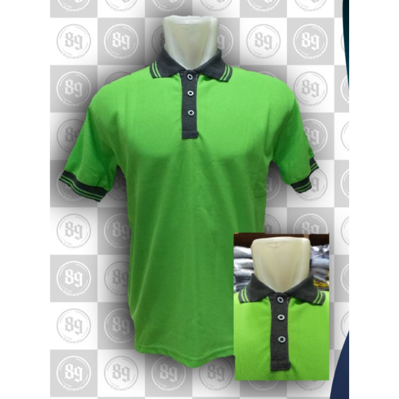 Kaos Polo Pendek Warna Hijau Stabilo