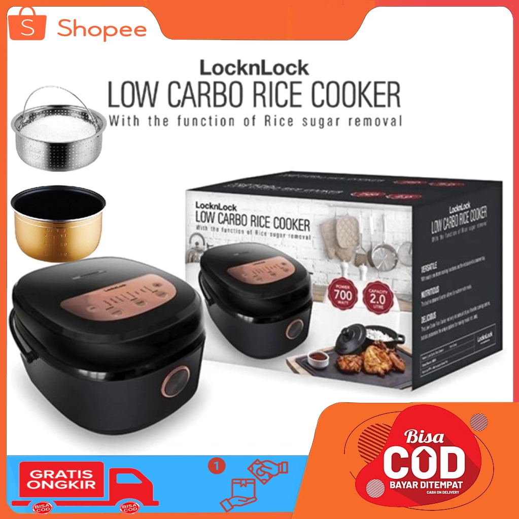 PROMO RICE COOKER LOW SUGAR LOCKNLOCK/LOCK N LOCK/ EJR328BLK - 2 Liter