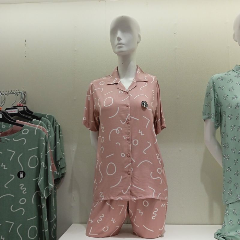 NEVADA Setelan Baju tidur piyama lengan pendek celana panjang Original matahari