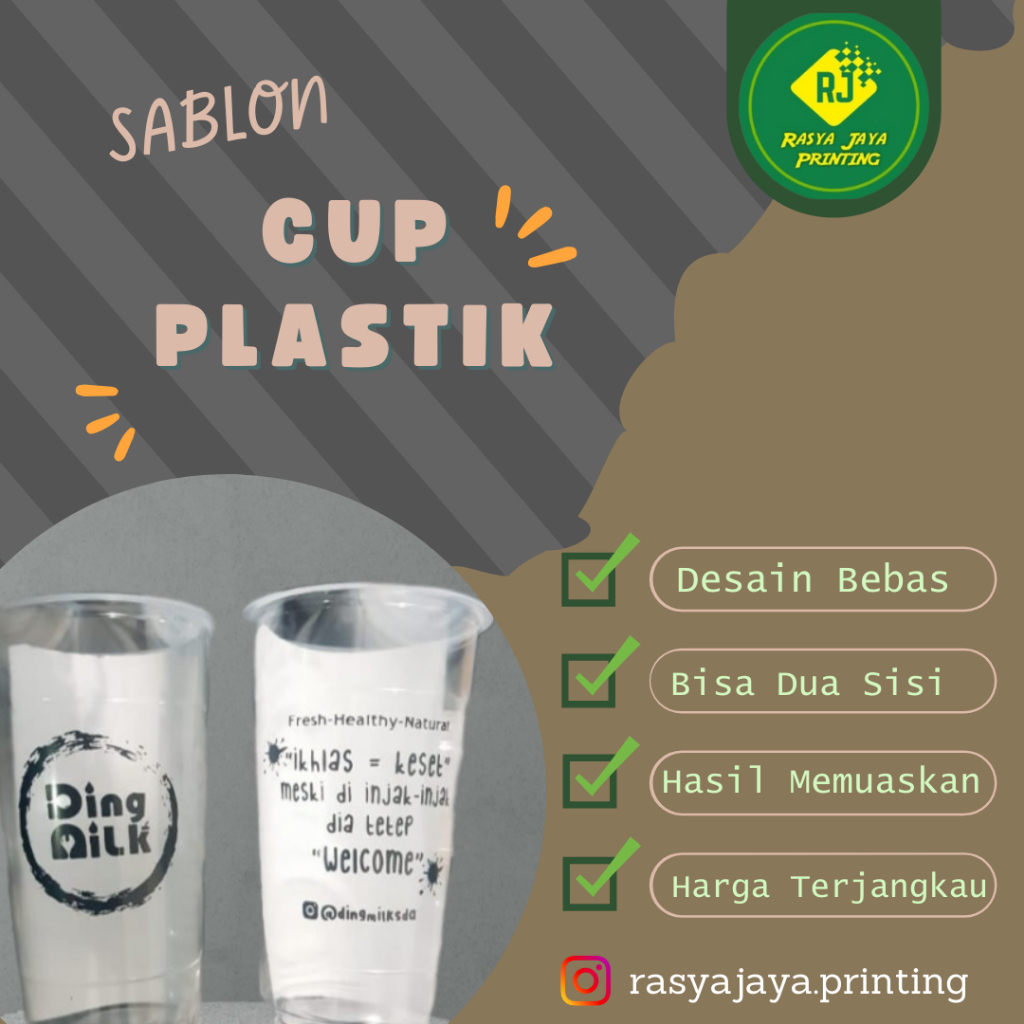 Sablon Gelas Plastik HOK Cup / Gelas Pop Ice / Es Teh Jumbo