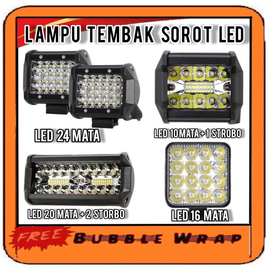 Lampu Sorot Tembak LED 24 Titik Mata 72 Watt UNIVERSAL Mobil Motor 12 V