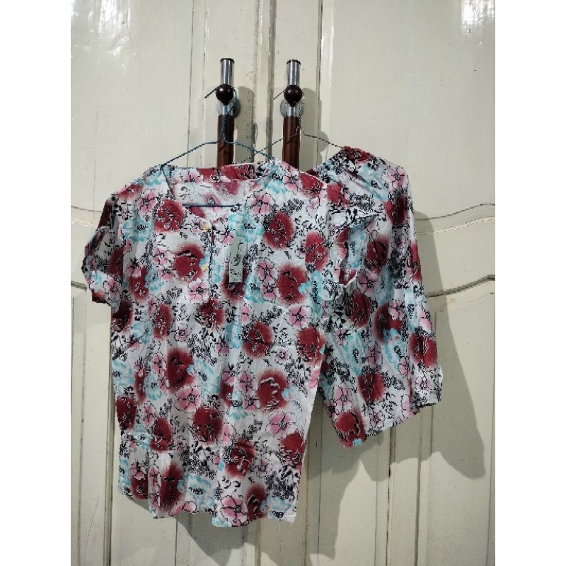 setelan gogo wanita dewasa (celana pendek lengan pendek) motif bunga
