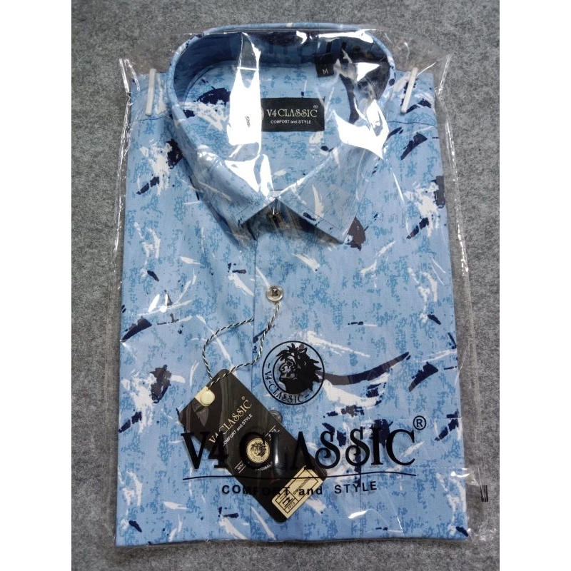kemeja pria tangan pendek merk v4 classic