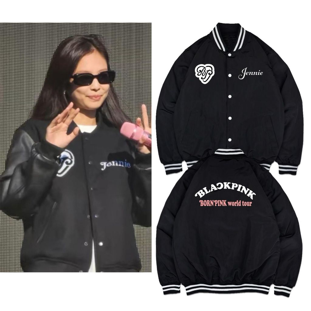 Jaket Varsity Blackpink Bornpink Tour Jennie Jisoo Lisa Rose