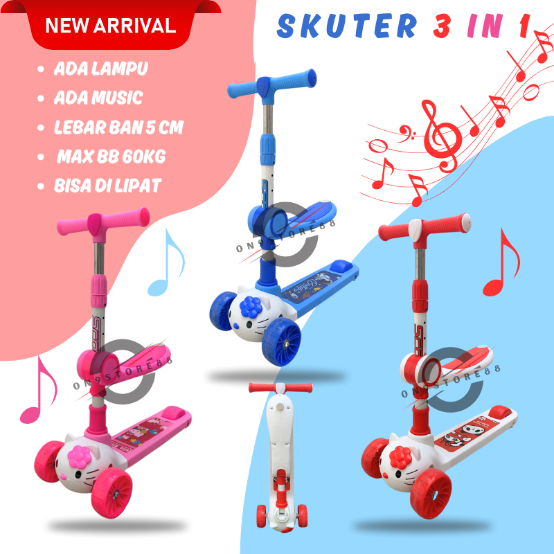Mainan Anak Skuter Otoped Duduk 2in1 Ada Musik Lagu Lampu / Skuter Anak Umur 3 Tahun / Skuter  Roda 