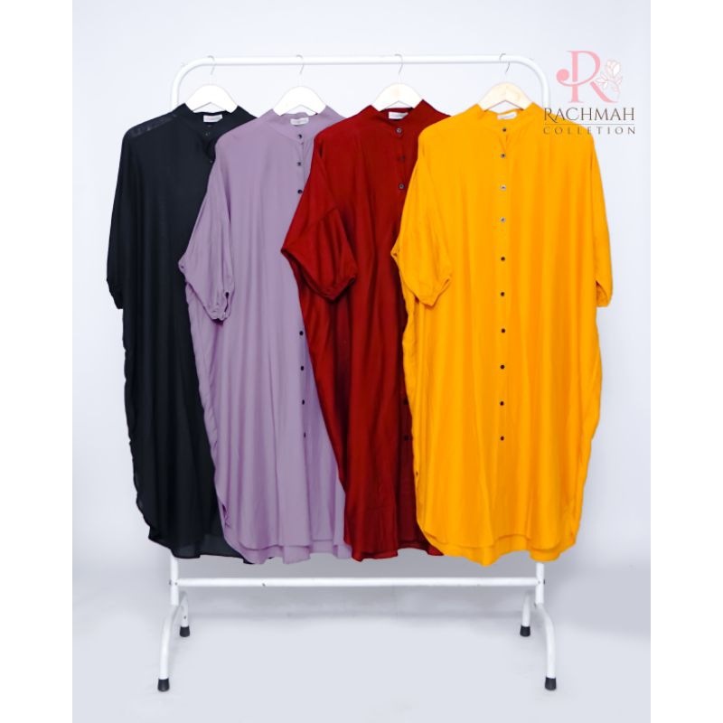 Sela long tunik rayon premium - atasan baju muslim wanita terbaru - dress lowo polos super jumbo ld 