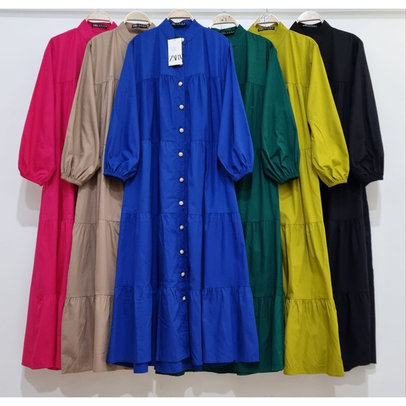 SB MIDI DRESS SILANG TERBARU ZAR* Polos //Dress Polis Katun Jepang