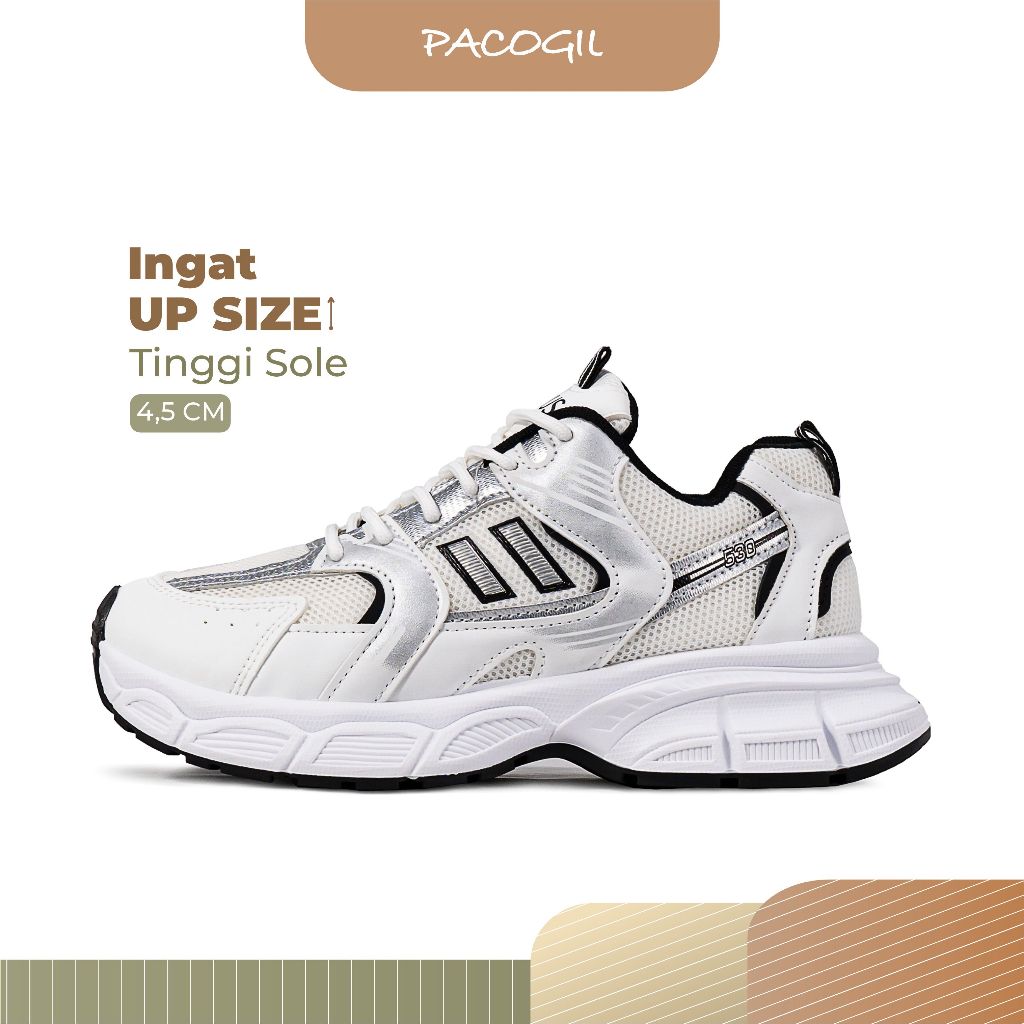 PACOGIL Friska Sepatu Sneakers Wanita White Sport Shoes 5033