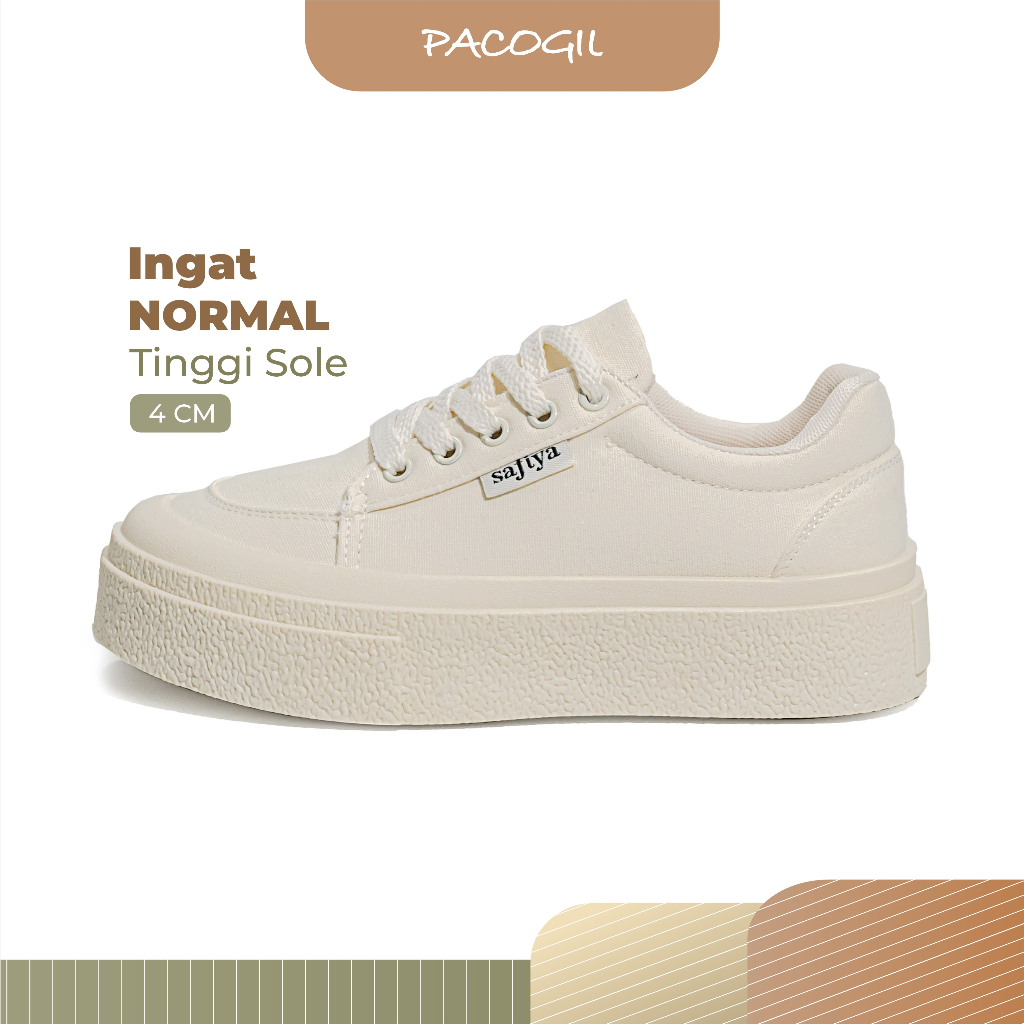 PACOGIL Rossie Sepatu Casual Wanita Cream Sneakers