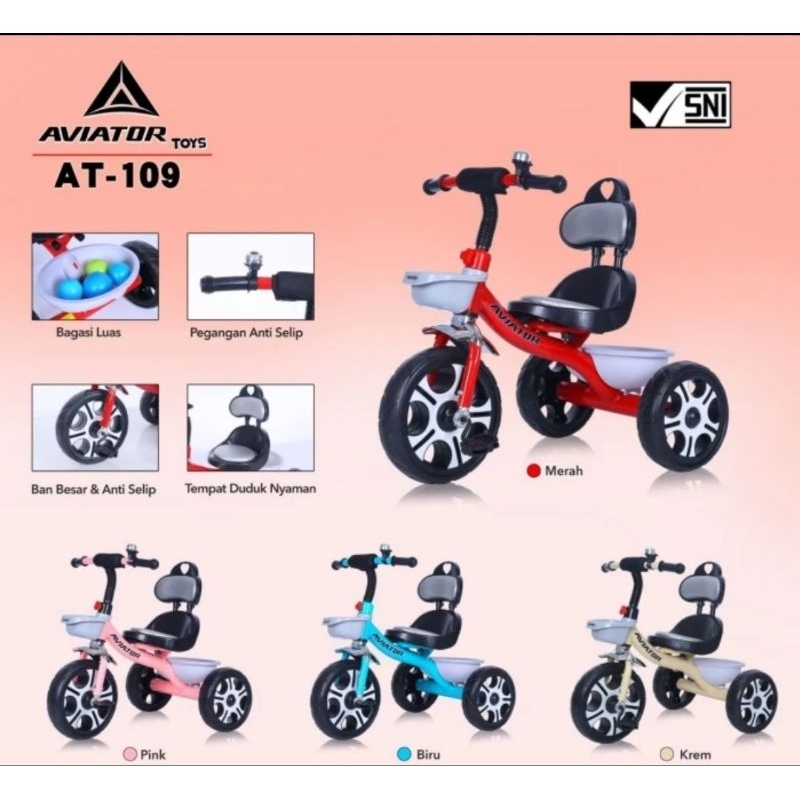 Sepeda Anak Roda Tiga Aviator AT 109 Tricycle AT109 AT-109