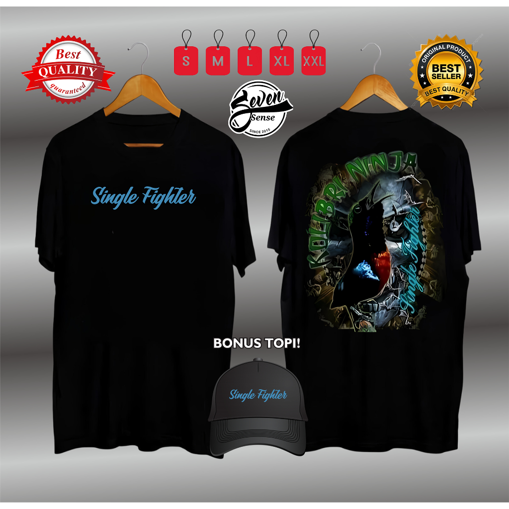 KAOS SINGLE FIGHTER KOLIBRI NINJA KEREN BAHAN ADEM BONUS TOPI SEVENSENSE