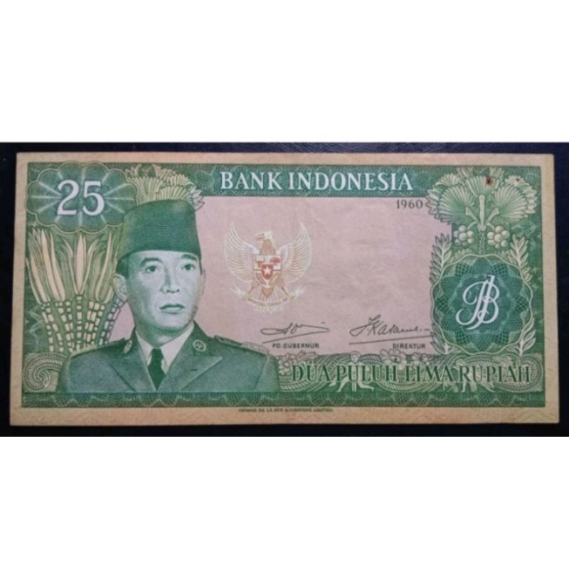 UANGKUNO 25 RUPIAH SUKARNO THN 1960