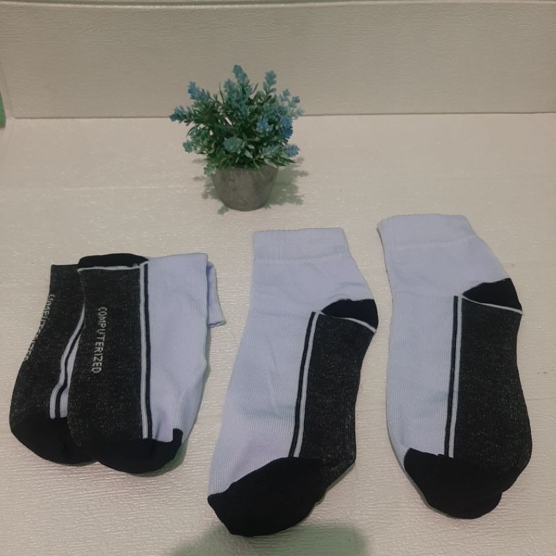 kaos kaki pendek pria/wanita computerized hitam putih