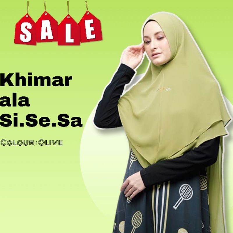 (Olive) Khimar Branded Syari like Naomi Short by Sjsesa Clothing Sisesa ala