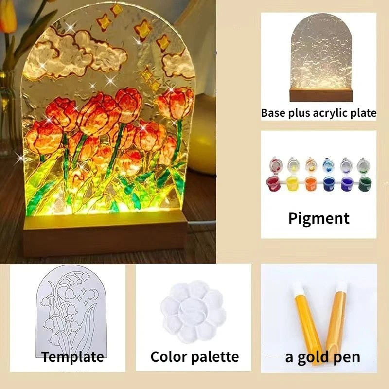 

DIY painting glass acrylic lamp light lukis lampu set lampu lukis akrilik