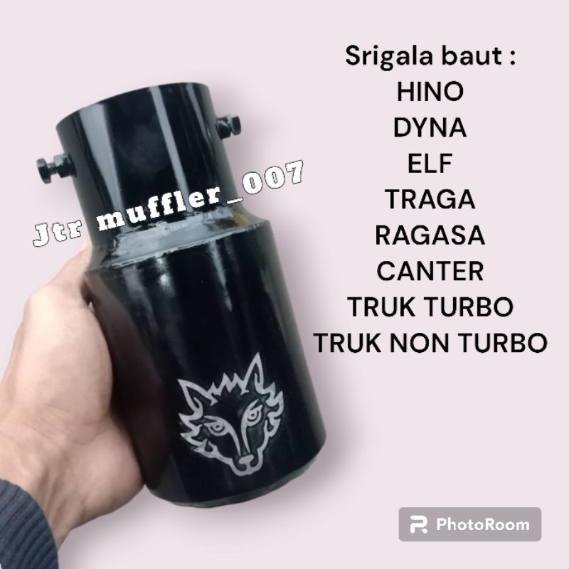 Knalpot Srigala black baut/baud truk Turbo Hino Dyna Canter Traga Elf Ragasa Truk non turbo Srigala 