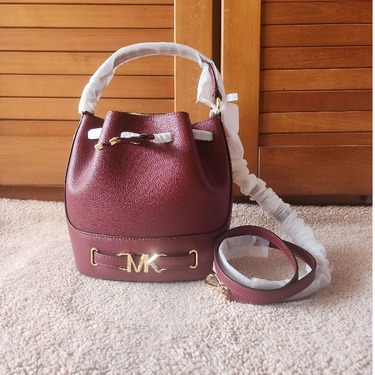 MK Reed Medium Bucket Messenger Dark Cherry - original