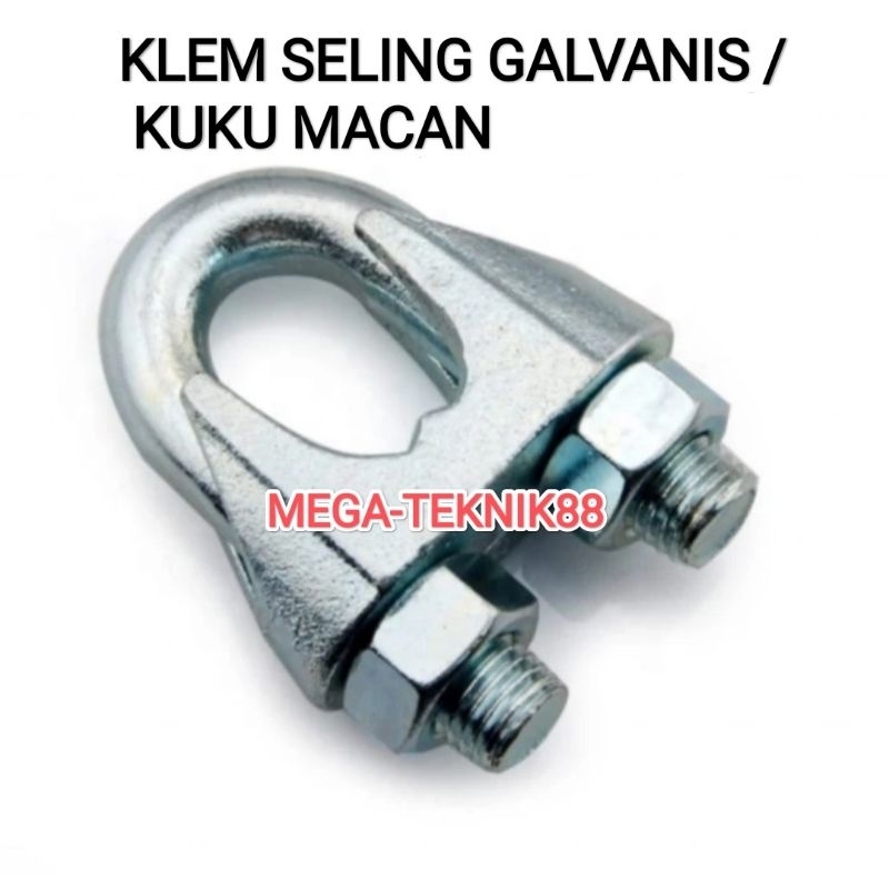 KLEM KABEL SLING SELING 6MM / KUKU MACAN 6MM KLEM KAWAT SELING GALVANIS / GALVANIZED WIRE CLAMP