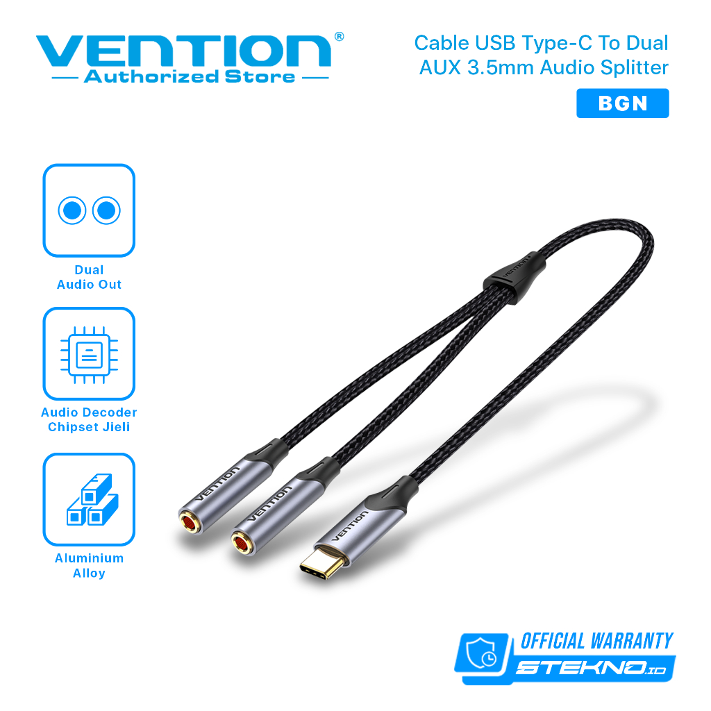 Vention kabel Usb Type C To Dual Aux 3.5mm Audio Splitter