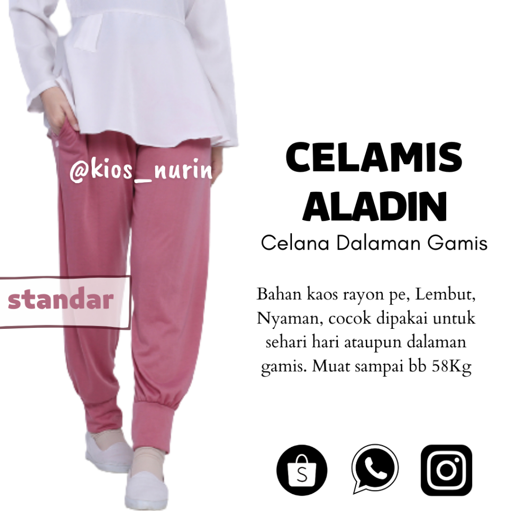CELANA ALADIN STANDAR L | Celana Wanita | Celana Kaos Rayon Adem Nyaman | Celana Dalaman Gamis | Cel