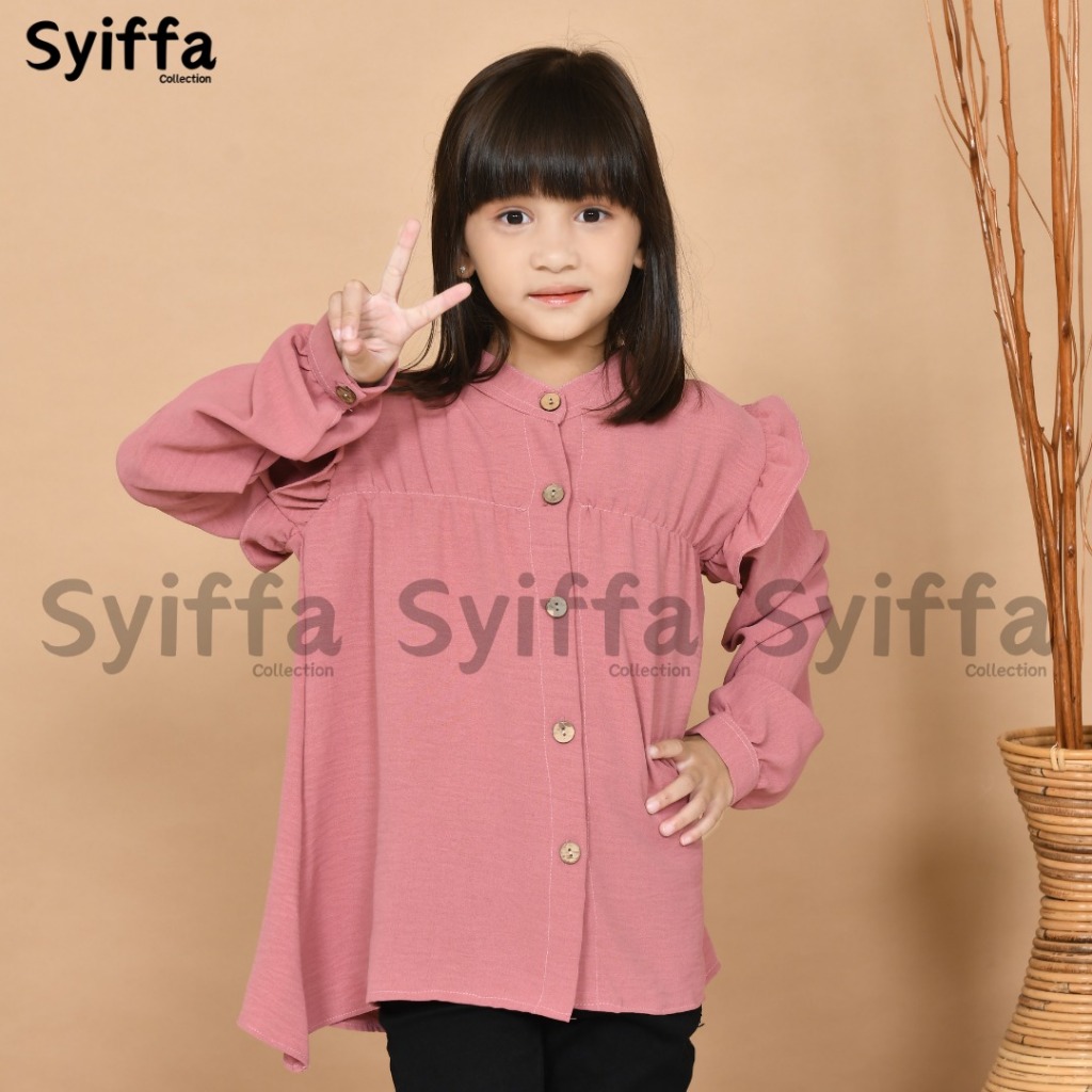 SYIFFA - Atasan Anak Perempuan Remaja | Kemeja Blouse Anak Perempuan 12 Tahun | Baju Crinkle Anak