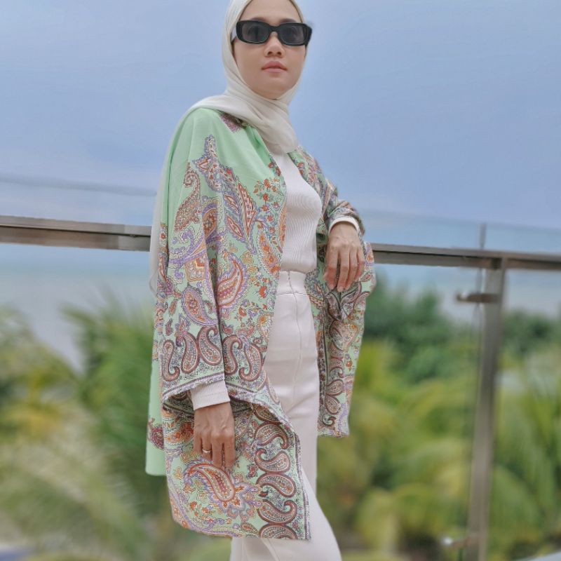 pakaian luaran wanita cardigan scarf motif devanya outer jumbo