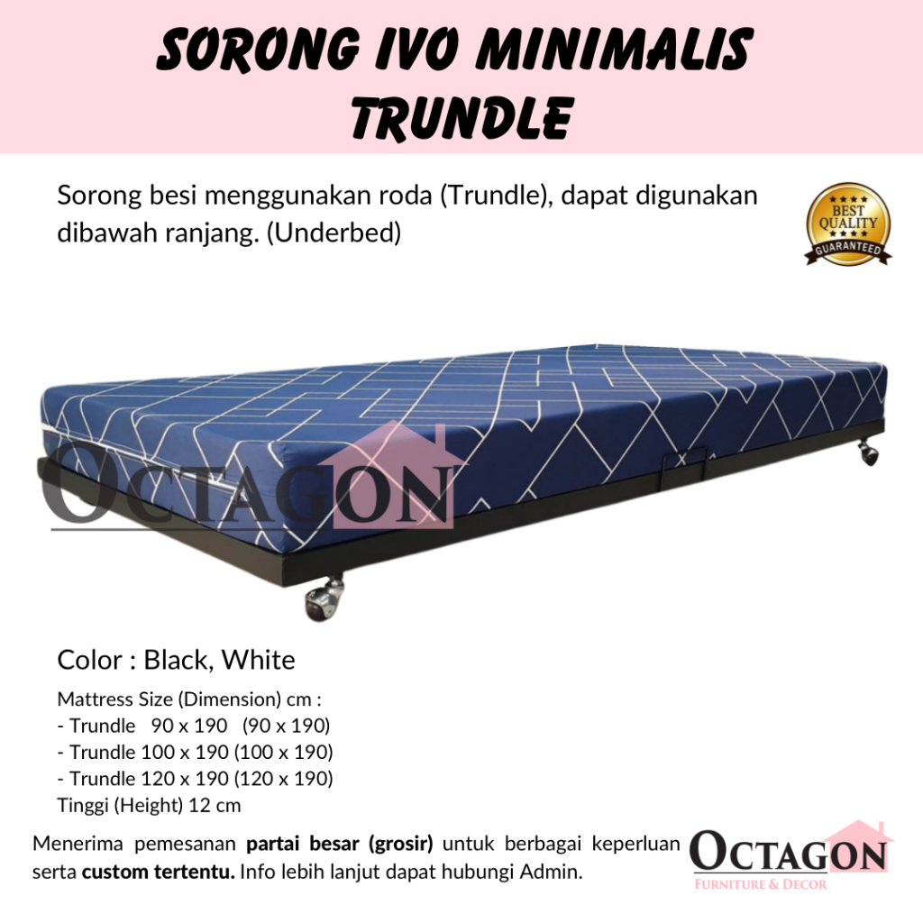 KIRIM KARGO 90x200 Ranjang Besi Sorong IVO Minimalis