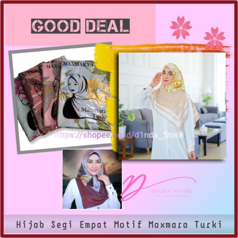 Jilbab Segi Empat Kerudung Motif Hijab Maxmara Turki Silk Sutra Fashion Muslim Wanita Banjarmasin La
