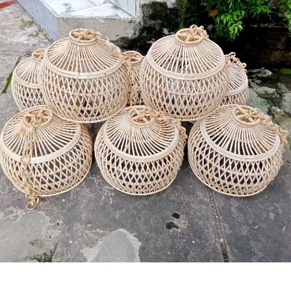 Cup lampu gantung/ rotan asli