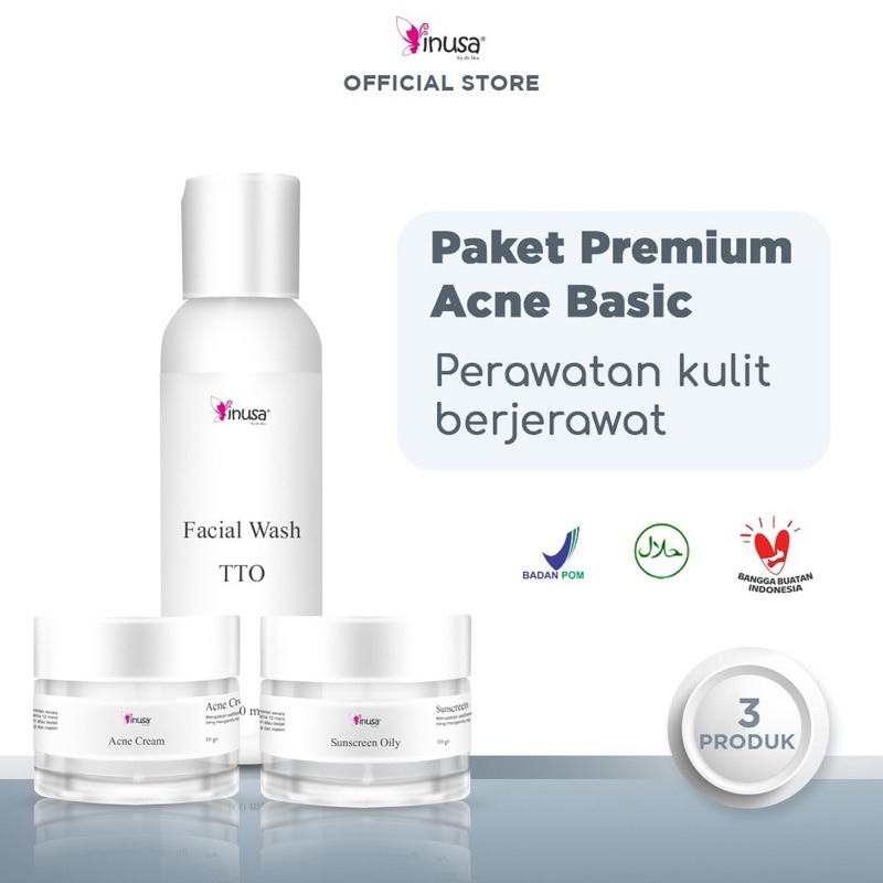 Inusa Paket Acne Premium Basic Skincare Kulit Berjerawat krim BPOM