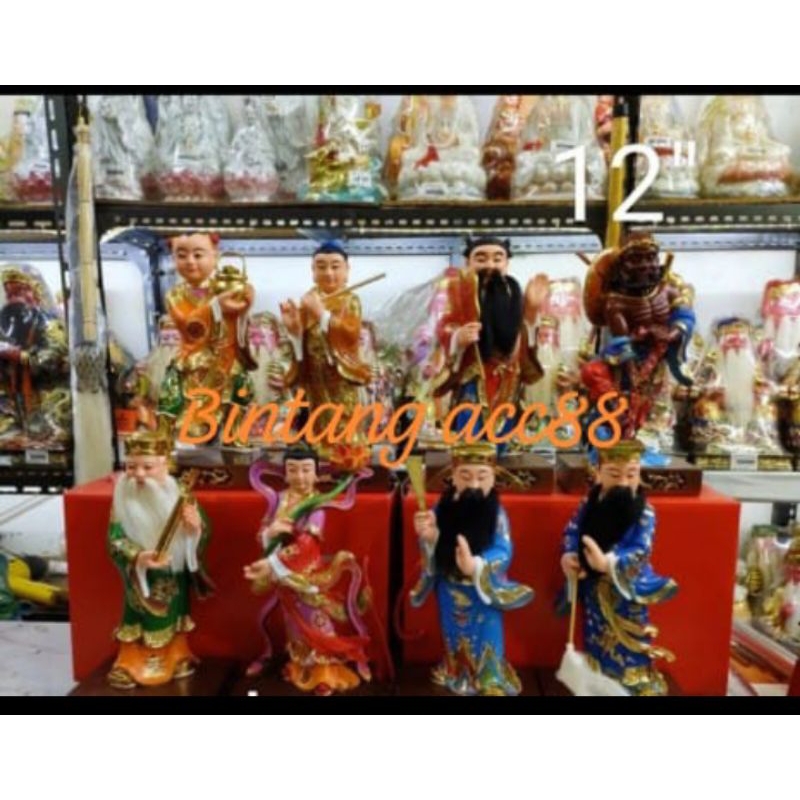 patung dewa 8 dewa / delapan dewa / pa xian - fiber - 12inch ( g)