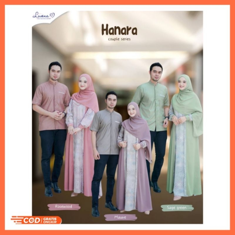 Couple Set Koko Katun Toyobo dan Gamis Crinkle Kombinasi Ceruty Babydoll Hanara Couple by Luvena