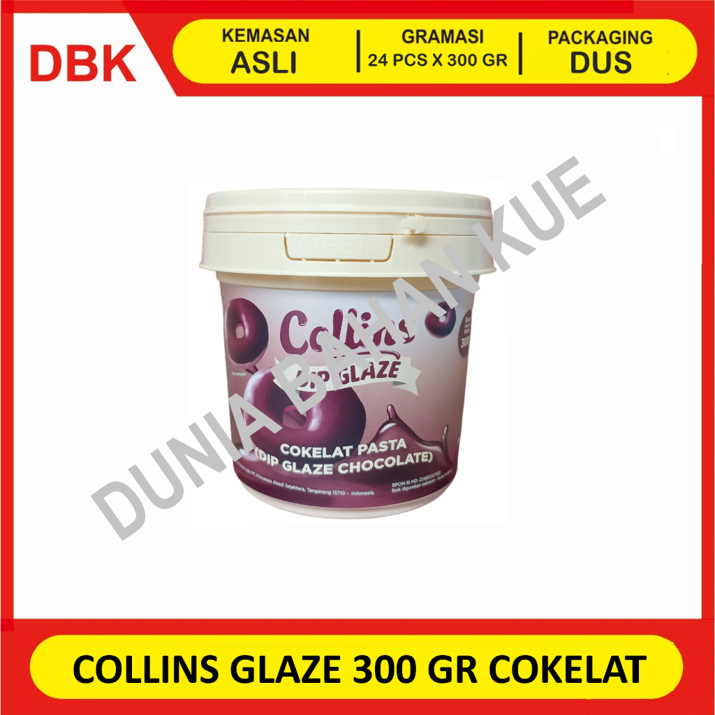 

(1 DUS 24 PCS) COLLINS DIP GLAZE 300 GR - CHOCOLATE COKELAT / TOPPING DONAT PISANG NUGGET