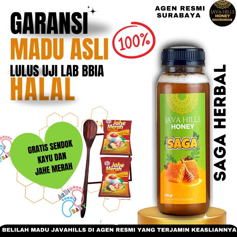 

✅ Madu Saga java hills honey madu batuk anak sariawan amandel panas dalam demam 330gr halal