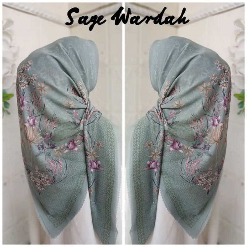 hijab voal motif premium/hijab voal motif segi empat/hijab voal segi empat motif wardah sage