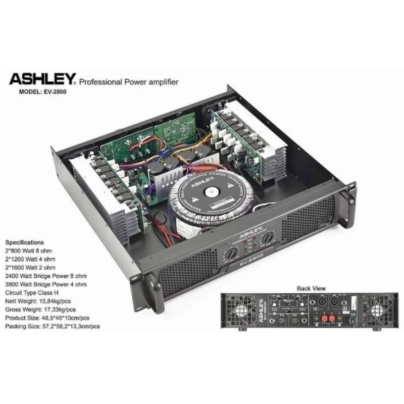 Power Amplifier Ashley EV 2800 EV2800 Class H 2 Channel  Ori