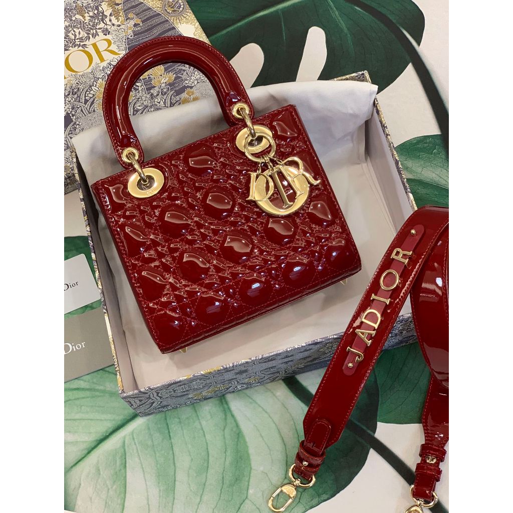 Dior patent leather rattan plaid handbag crossbody bag