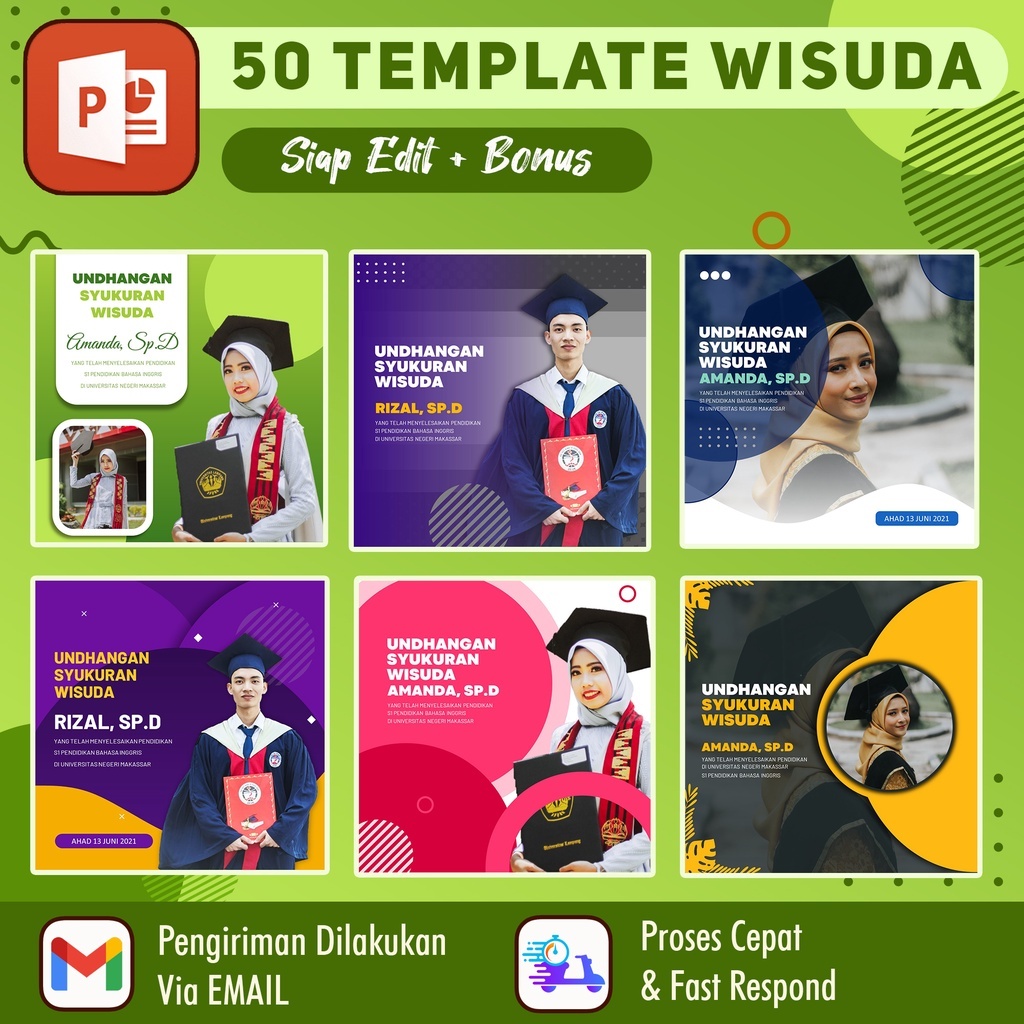Ready 50 Template Undangan Wisuda Digital PPT + Bonus