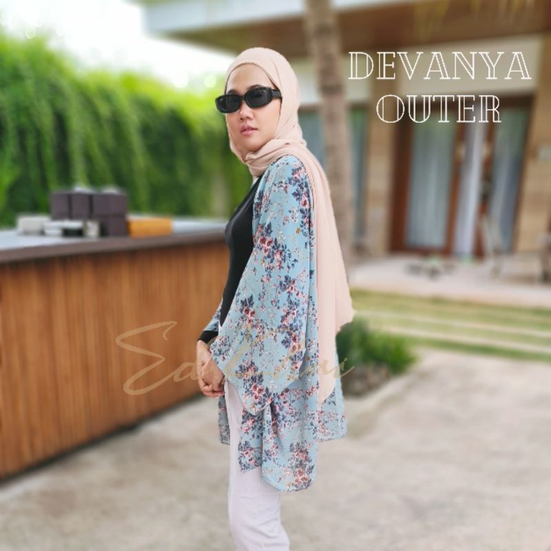 pakaian pantai luaran wanita Cardigan Kimono Jumbo Motif Devanya Outer dress kondangan