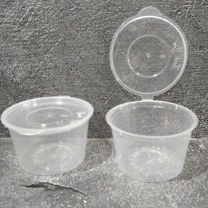 ( 50 pc ) Cup Sambal / Saos / Puding 100 Ml Tutup Sambung - Kotak Take Away Puding 100 Ml