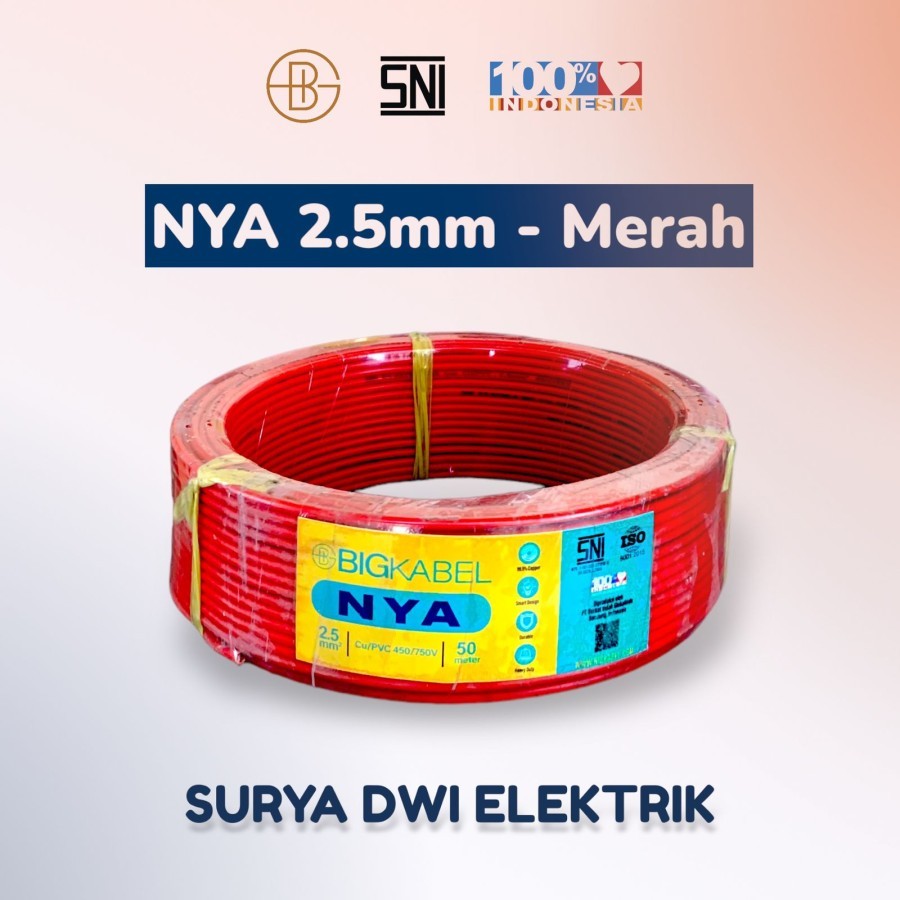 NYA 2.5mm BIG Kabel - Per Roll 50 meter (Merah/Biru)