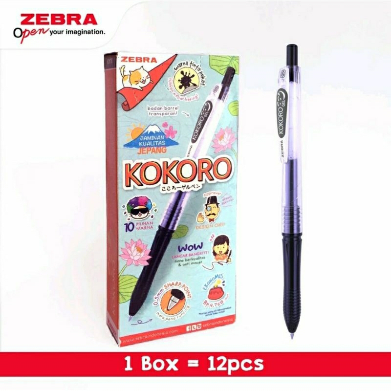 

Pulpen Gel Zebra KOKORO 0,5mm (isi 12 pcs)