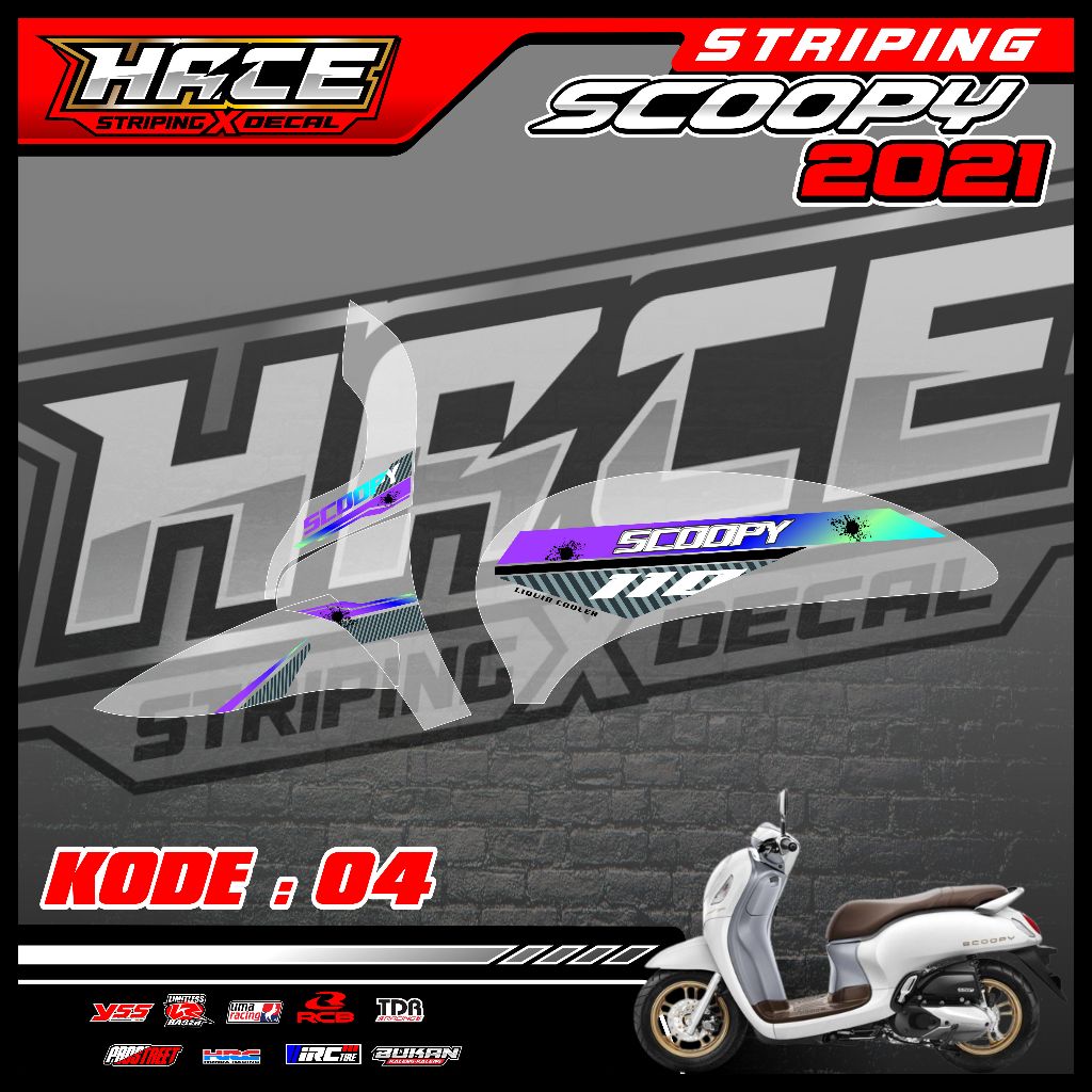 04 STICKER UV TRANSPARAN SCOOPY 2021 - STICKER STRIPING UV SCOOPY 2021 GRAFIK RAINBOW