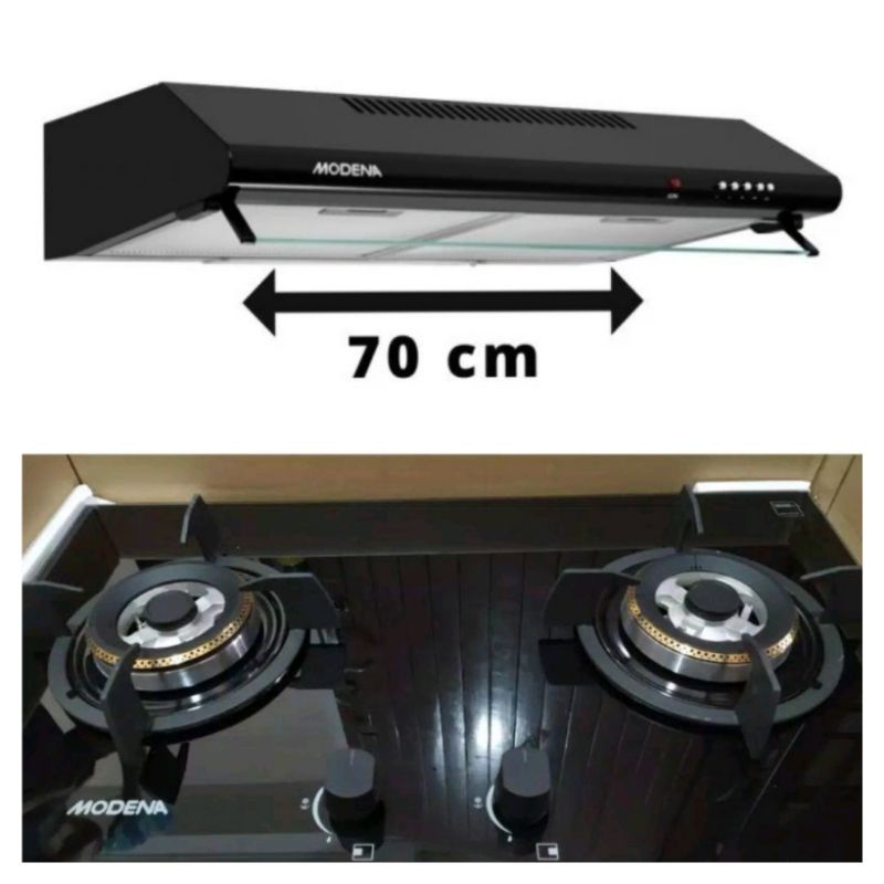 Paket kompor tanam gas modena bh 5725 LK dan Cookerhood modena Sx 7511 L