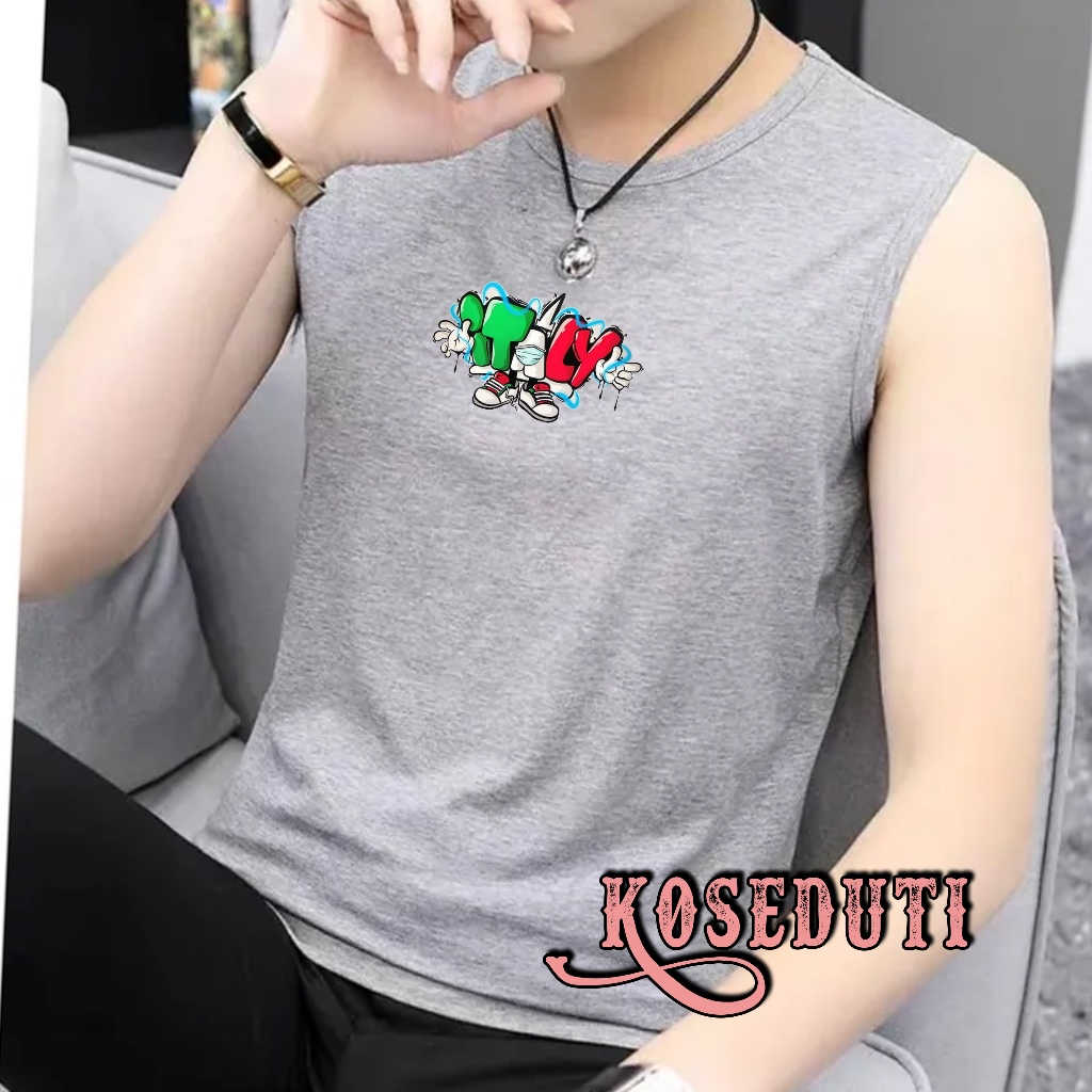 Kaos Singlet Pria Dewasa / Kaos Singlet Pria Logo ITALY / Baju Singlet Pria Dewasa / Kaos Kutang Pri