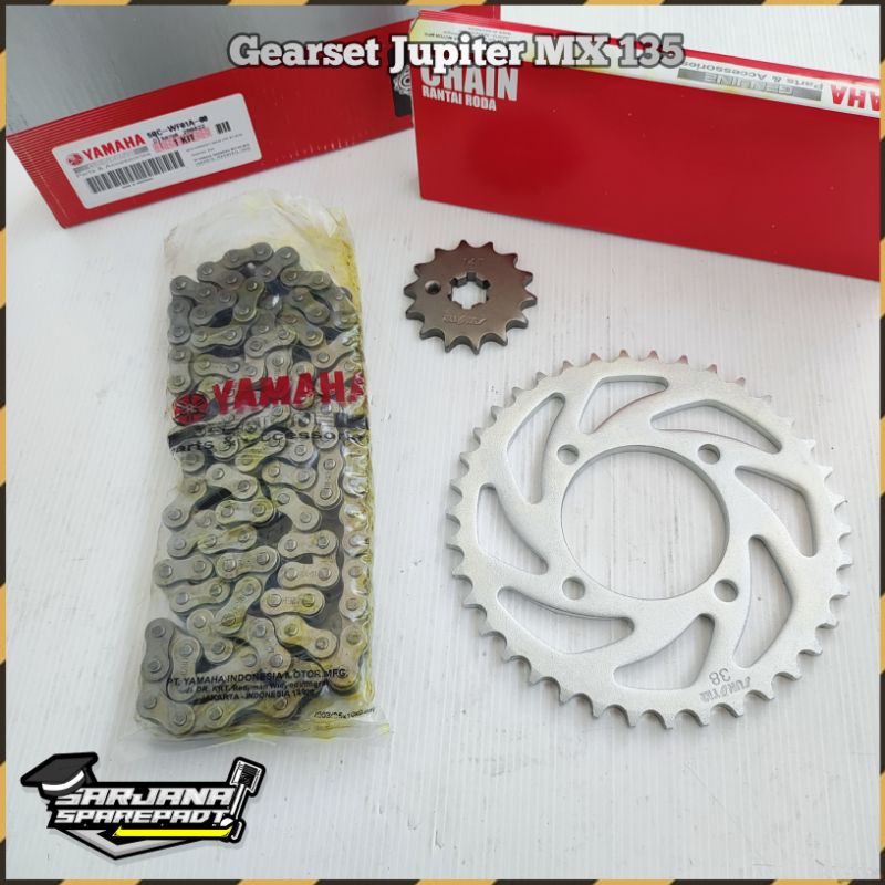 Gearset Girset Gear Gir Set Rantai Rante Motor Yamaha New Jupiter MX Kopling 135
