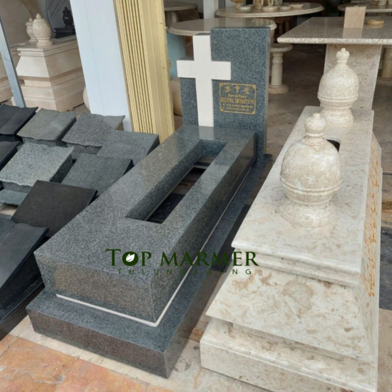 Kijing kristen 2 tingkat batu granit impala