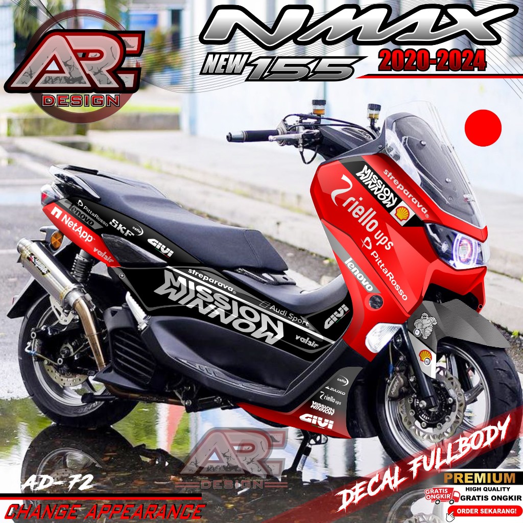 (COD) TERBARU Decal Sticker Yamaha Nmax 155 New 2020 2021 2022 2023 2024 Full Body - Stiker Skotlet Variasi Maxi Nmax155 New ABS Fullbody Desain Racing Mission Winnow AD-72