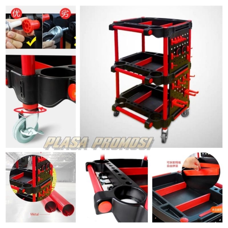 Rak Bengkel Mobil Detailing Troli Cart Equipment  Rak Meja Salon Mobil